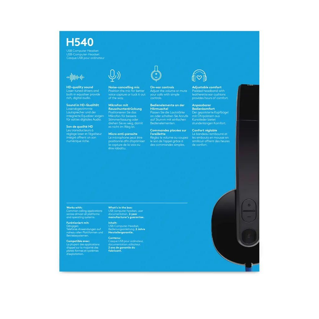 LOGITECH H540 USB HEADSET - BLACK